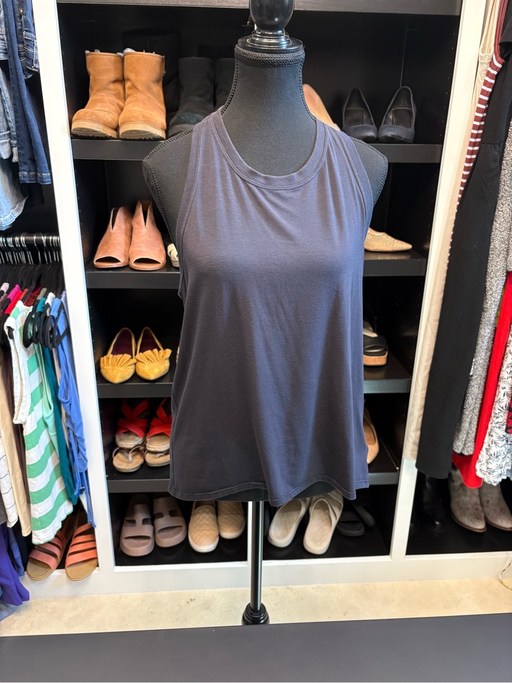 Athleta Dark Charcoal Crewneck Muscle Tank